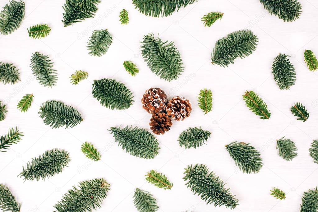 Natural christmas pattern made of fir branches.