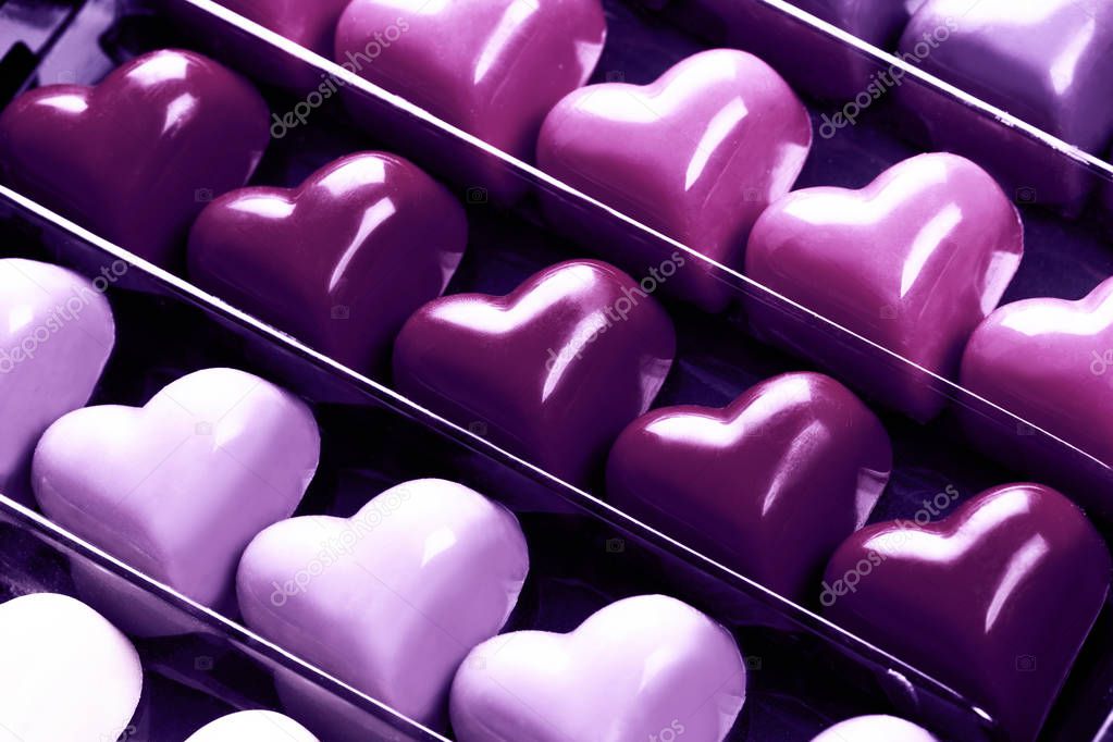 chocolate Ultra Violet hearts