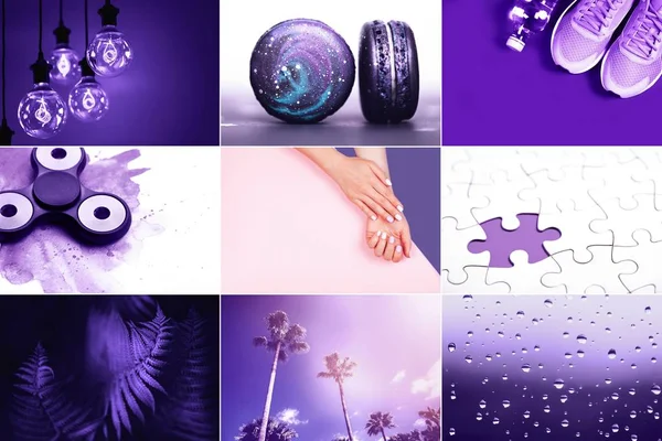 Collage Inspired Color Year 2018 Ultra Violet — Stock Photo, Image