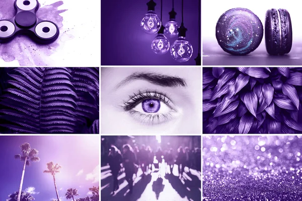 Collage Geïnspireerd Door Kleur Van Het Jaar 2018 Ultra Violet — Stockfoto