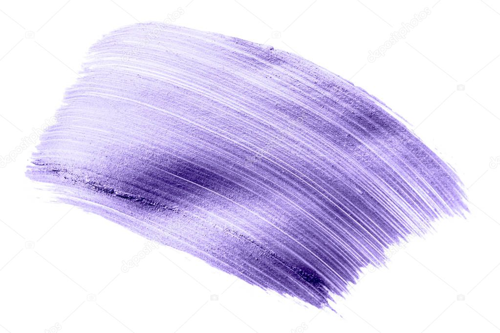 Beautiful textured Ultra Violet melallic strokes isolated on white background.