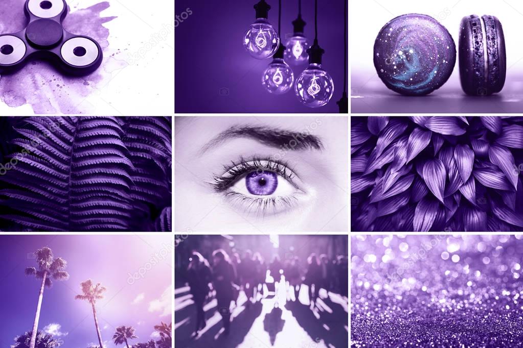 Collage inspired by color of the year 2018 - Ultra Violet.