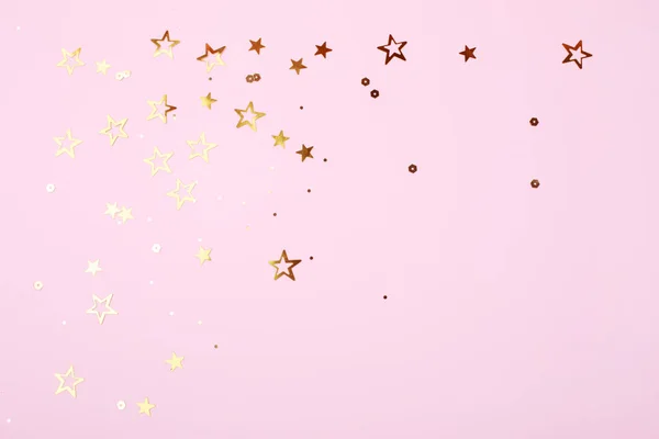 Golden stars on pink background — Stock Photo, Image