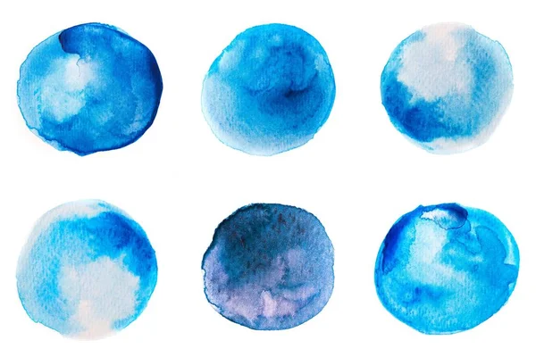 Vackra blå akvarell cirklar, — Stockfoto