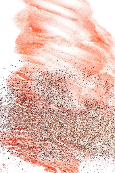 Mancha de batom vermelho com glitter . — Fotografia de Stock