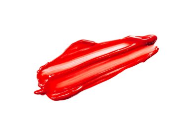 Kırmızı ruj lekesi. Kozmetik konsepti. Element beyaz üzerine izole.