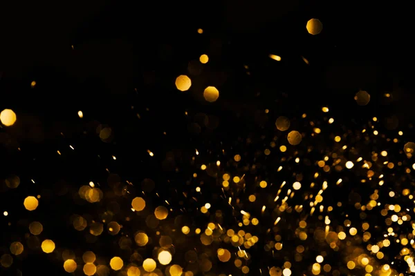 Splash Golden Sparkles Black Background — Stock Photo, Image