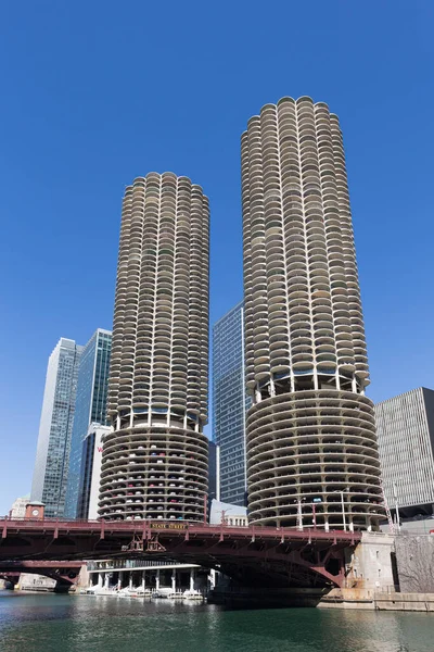 Chicago Usa April 2018 Marina City Unique Circular Towers State — Stock Photo, Image