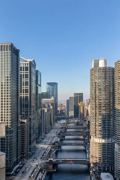 Dramatic View Chicago Diverse Architecture Looking West Chicago River West — Stock Photo, Image