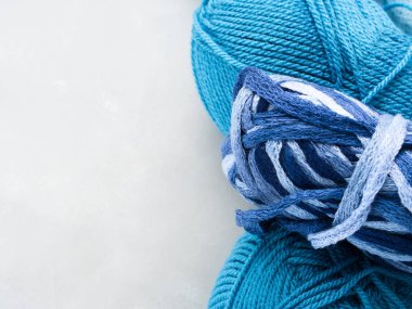 Mavi iplik clews. Kopya alanı