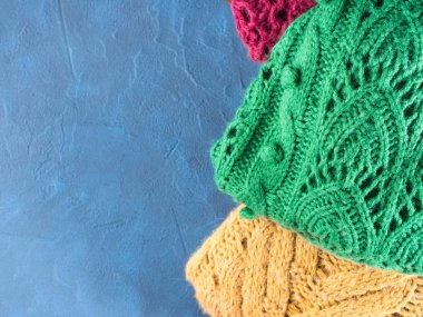 Kış bayanlar yün kazak. Örme giyim. Üstten Görünüm