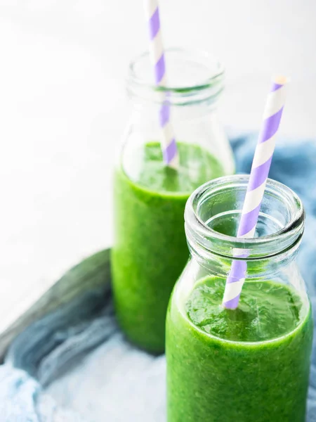 Gesundes Ernährungskonzept Grüner Spinat Smoothie Frühstück — Stockfoto