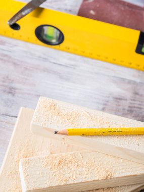 Ahşap ve kesme seviyesi DIY tekne ölçümü için Araçlar