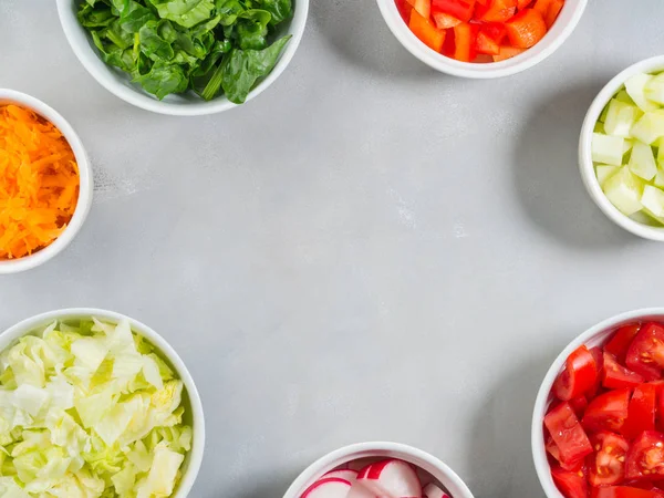 Blandning av vegetabiliska skålar för sallad eller snacks — Stockfoto