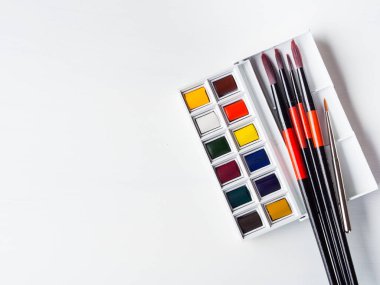 Sulu Boya godets ve beyaz fırçalar