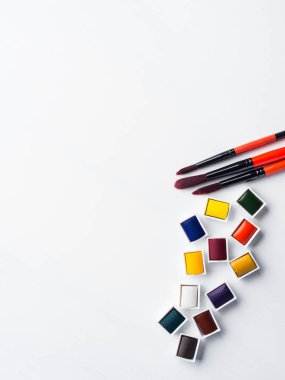 Sulu Boya godets ve beyaz fırçalar