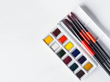 Sulu Boya godets ve beyaz fırçalar