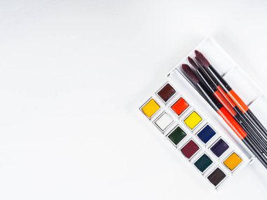 Sulu Boya godets ve beyaz fırçalar