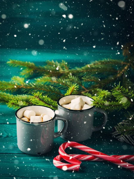 Sıcak çikolata koyu yeşil. Noel içki