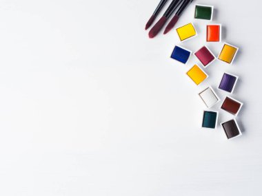 Sulu Boya godets ve beyaz fırçalar