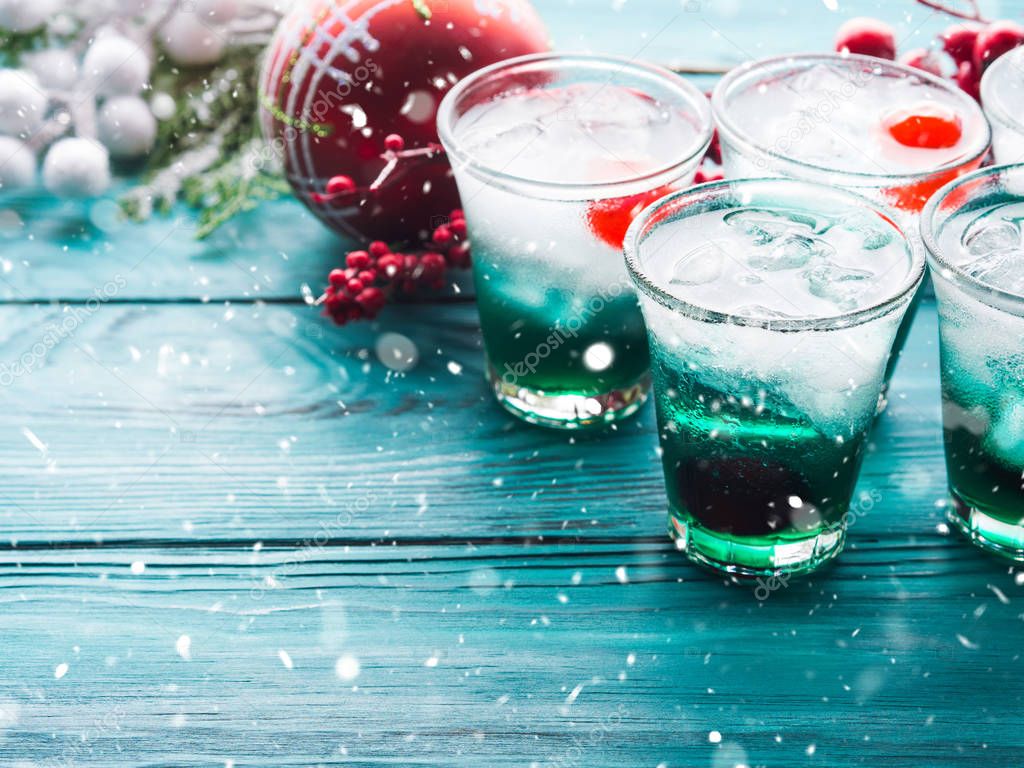 Christmas holiday party background with drinks