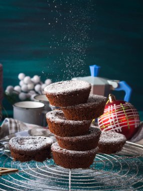 Krema şeker ile çikolata kış muffins