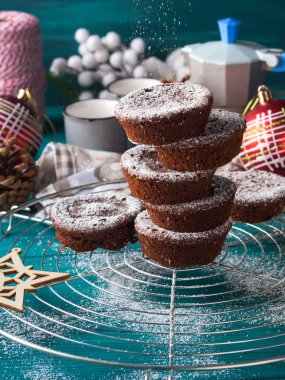 Krema şeker ile çikolata kış muffins