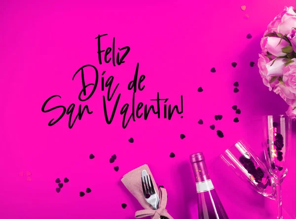 Feliz San valentin. Valentines day in Spanish