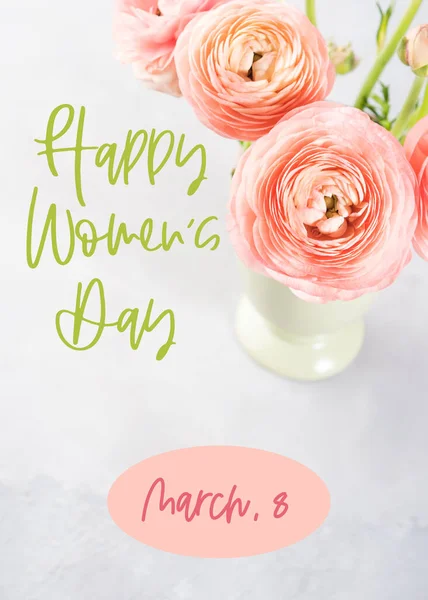 Happy womens day greetings and buttercup — Stockfoto