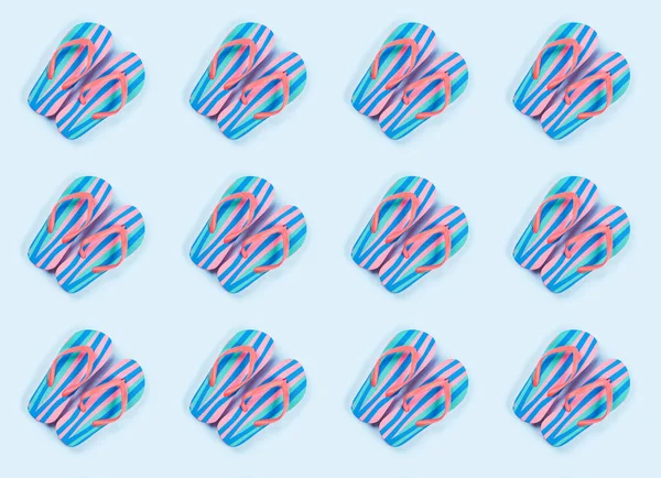 Summer flip flop pattern on blue background — Stock Photo, Image