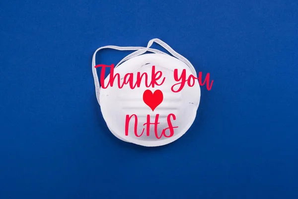 Thank you card for nhs staff on blue with face mask
