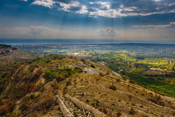 Vista Arial sobre el paisaje siciliano — Foto de Stock