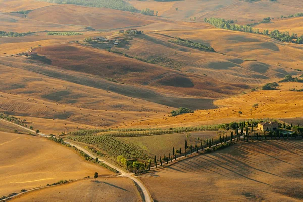 Vista aérea de los campos y colinas toscanas —  Fotos de Stock
