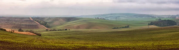 Curvas Curvas Campos Sobre Colinas Moravia República Checa — Foto de Stock