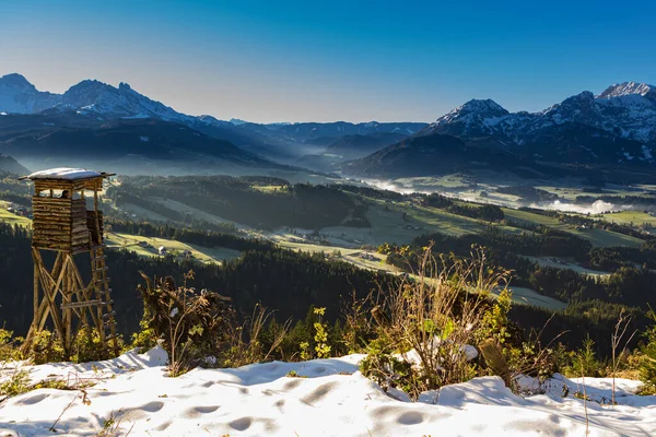 Valle Los Alpes Austríacos Iluminado Por Sol Mañana — Foto de Stock