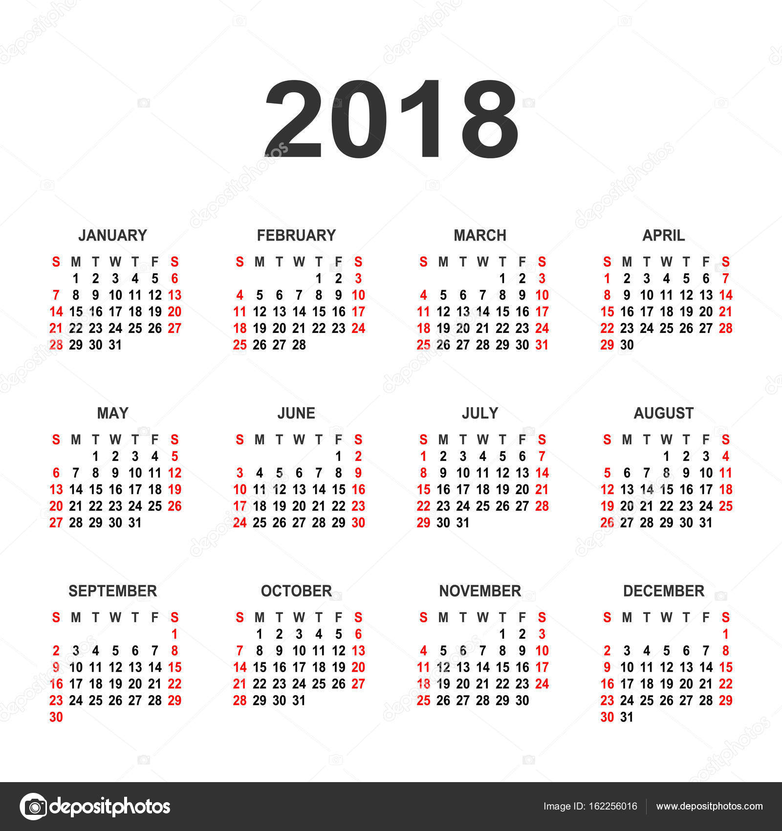 plantillas calendario 2018