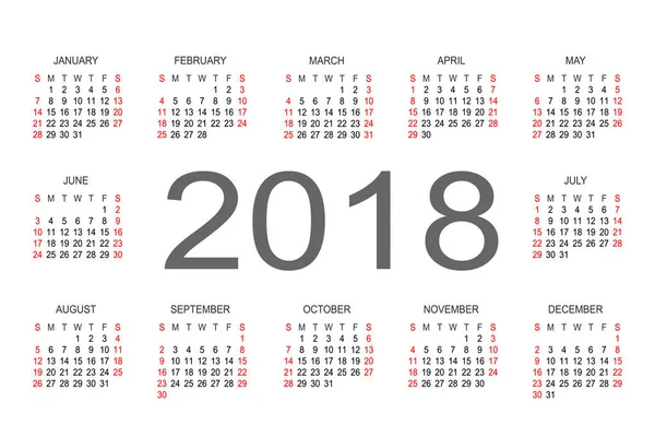 Szablon projektu kalendarza 2018 rok wektor — Wektor stockowy