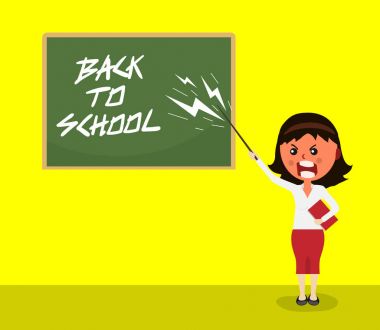 öfke ve çığlık işaretçiyi sağa sola ayakta ile sinirli öğretmen