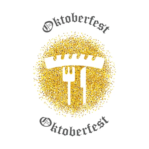 Símbolo de Oktoberfest - salchicha alemana bávara y un cuchillo y — Vector de stock