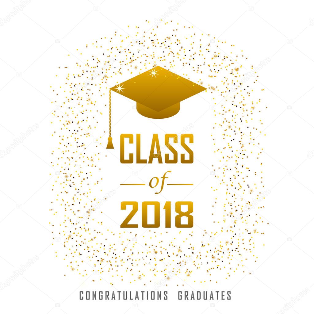 vector illustration of a graduating class in 2018 graphics gold 