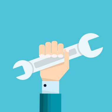 İngiliz anahtarı - Amerikan İşçi Bayramı kavramını tutan el