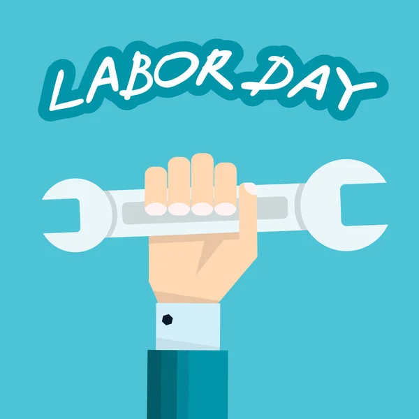 Llave de mano - concepto del día del trabajo americano — Vector de stock