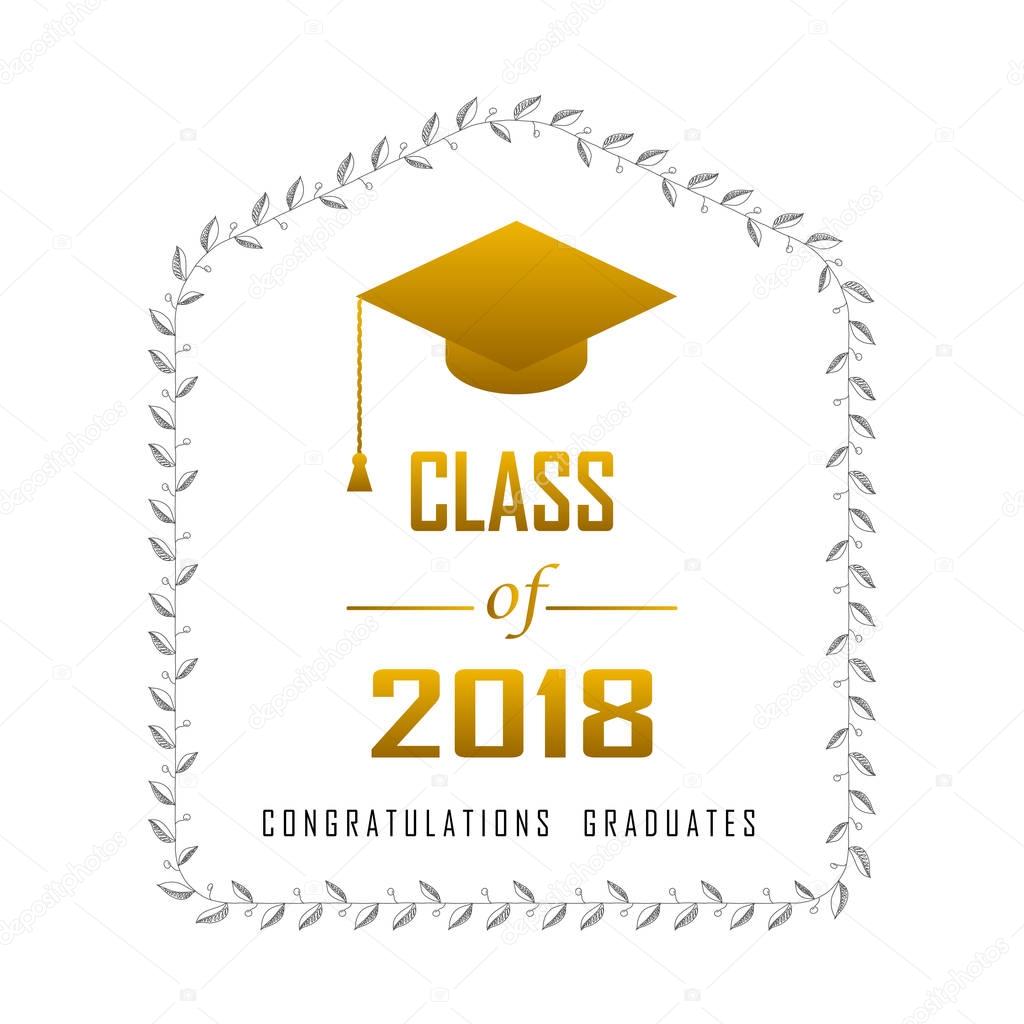 vector illustration of a graduating class in 2018 graphics gold 