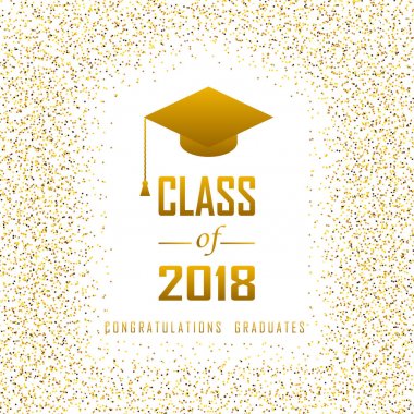 vector illustration of a graduating class in 2018 graphics gold  clipart