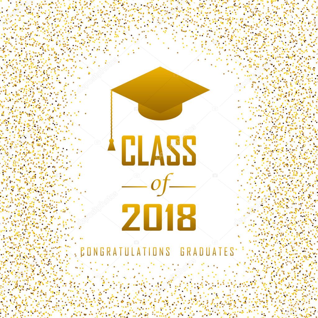 vector illustration of a graduating class in 2018 graphics gold 