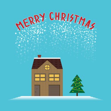 Noel tebrik resmi ahşap evleri ve Christma ile