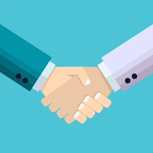 Üzleti partnerség handshak. Sok jel vagy üzletemberek felelősségkorlátozások — Stock Vector