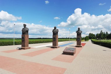 monument to Russian military commanders on the Prokhorovka field clipart