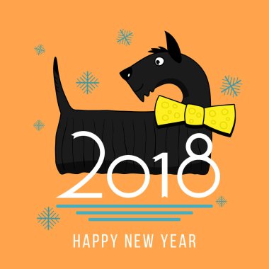 Vektör mutlu yeni yıl 2018 tasarım öğesi şirin viski-Terri ile