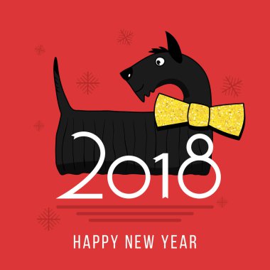 Vektör mutlu yeni yıl 2018 tasarım öğesi şirin viski-Terri ile